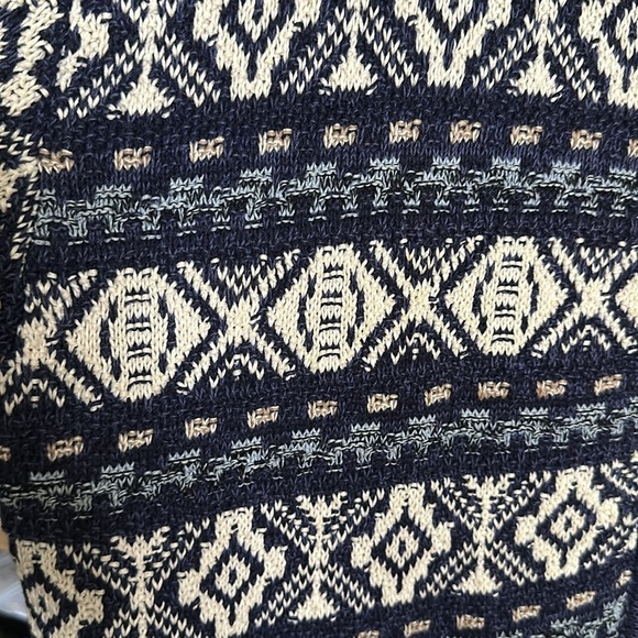 MOTHERHOOD Tribal Style Knit Cardigan Sweater Zip Up Blue Beige Size Large - Picture 7 of 17